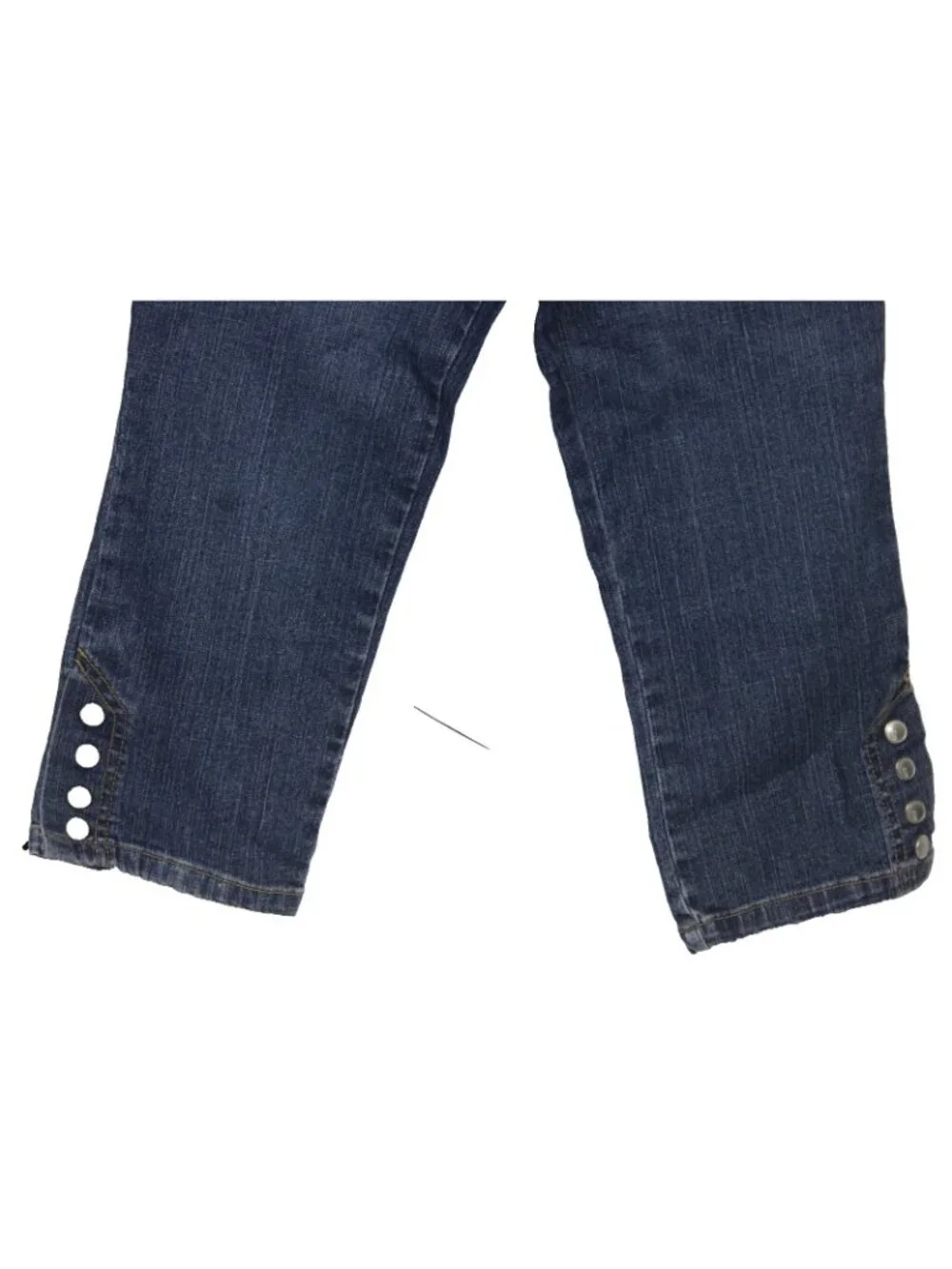 2006 Gymboree Pretty Preppy Denim Capris sz 12 Jeans Snap Button Side Hems